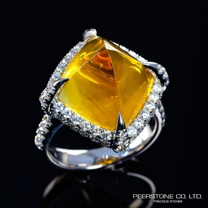 Anillo de Zafiro Amarillo de Ceilán Natural de 17.43 Quilates, Calado y Tratado, en Oro Blanco de 18K, Corte Brillante Redondo, para Bodas y Fiestas de Lujo, con Certificado GRS - Product Image 3