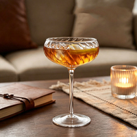Geribbeld Coupe Glas Hoog Borosilicaat Vintage Cocktailglas Frans Dessertglas 200-300ml Gesteeld Champagne Glas voor Bar Party