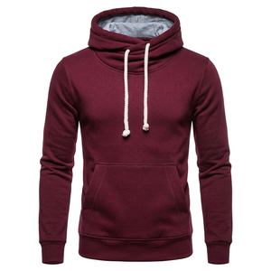 Sweat à capuche décontracté personnalisé pour homme, imperméable, en polyester/coton écologique, avec logo imprimé uni et cordon de serrage - Product Image 1