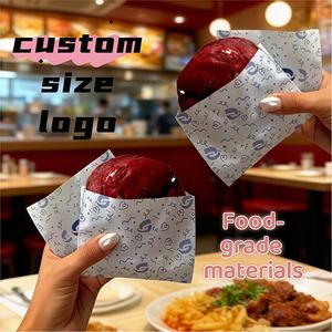 Sacs en papier ciré imprimés avec logo, roses et blancs, pour restaurants, emballage de beignets, pains, croissants et biscuits - Product Image 5