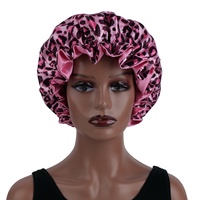 Bonnet de soin capillaire SOLPOP personnalisé à double couche en satin doublé de soie, imprimé léopard, grand bonnet réversible pour femmes aux cheveux bouclés naturels