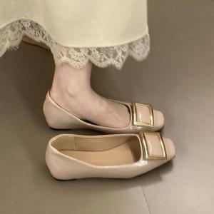 Zapatos Elegantes de Mujer con Hebilla Metálica Cuadrada, Punta Cuadrada, Boca Baja, Zapatos Invisibles para el Trabajo, Zapatos Planos de Moda para Oficina - Product Image 4