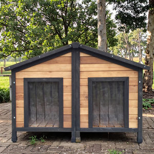 Großer Doppeldecker-Holz zwinger für Hunde Neues Haustier haus mit dekorativem Druck muster - Product Image 4