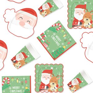 Juego de Vajilla Navideña DAMAI con Diseño Nuevo y Molde de Santa Claus, Incluye 7 y 9 Platos de Papel, Vasos y Servilletas para 8 Personas - Product Image 3