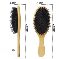 Brosse à cheveux démêlante antistatique en bambou naturel avec poils de sanglier pour des cheveux sains