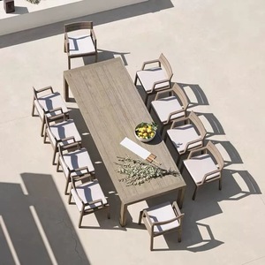 Tavolo e sedia all'aperto in teak villa balcone terrazza tavolo lungo di fascia alta all'aperto per il tempo libero <span class=keywords><strong>giardino</strong></span> conservante legno set di mobili - Product Image 3