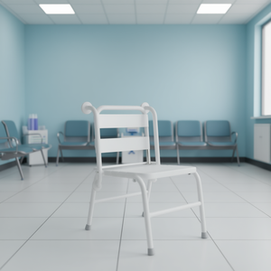 Siège pliant avec dossier blanc, longueur 54 cm, largeur 45 cm, chaise d'hôpital - Product Image 3