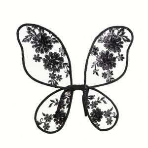 Alas de Ángel Bebé venta al por mayor negro flor encaje bordado mariposa alas 40*40cm fiesta Prop alas - Product Image 1