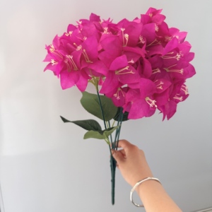 Dernier design – Branche de bougainvillier artificielle à 5 tiges, <span class=keywords><strong>fleurs</strong></span> en soie effet toucher réel, pour décoration d'arche de mariage et événements floraux - Product Image 4