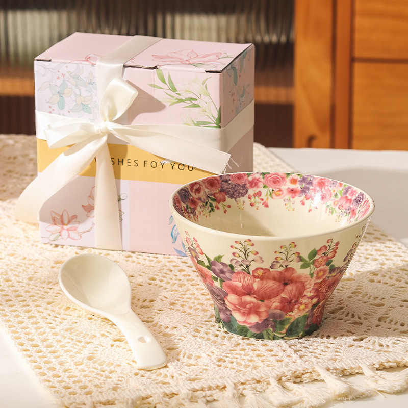 Ciotola conica - Fiori decorativi + Set regalo con cucchiaio