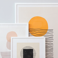 Décoration murale minimaliste à cadre en bois massif blanc A2 élégant avec façade en plexi incassable