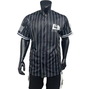 Wholesale Embroidered Basic Baseball Shirt Black Button Up Softball Jerseys For All Teams