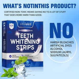 42 strisce Private Label per la cura orale Non perossido di menta vegana rimuovere le macchie denti strisce sbiancanti per denti sensibili - Product Image 5