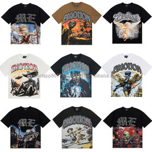 Top Quality Heavyweight 100% Cotton Mixed Emotiones Men's Clothing Streetwear Graphic Printed Loose Vintage T-Shirts for Men - Product Image 2