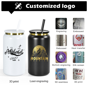 Powder Coated 16oz Gold-Plated Double Wall Insulated Stainless Steel <strong>Tumbler</strong> <strong>Mason</strong> <strong>Jar</strong> Drink Soda Cups Black Lid Tote for Lovers - Product Image 4