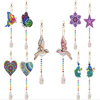 Diamant peinture cristal pendentif oiseau papillon fenêtre vent carillon glands pendentif ornements muraux vacances décor à la maison bricolage artisanat