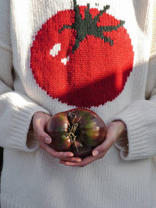 Maglione lavorato a <span class=keywords><strong>maglia</strong></span> con motivo a base di pomodoro bianco con motivo a tracolla arrotolato Pullover casual Chic allentato - Product Image 3