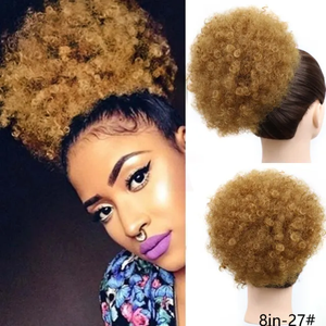Extensions de cheveux synthétiques Afro bouffantes avec cordon de serrage, postiches Afro crépues et bouclées avec deux clips - Product Image 5