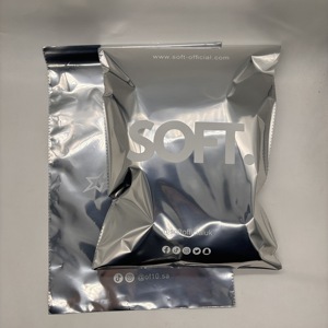 Custom LOGO Printed Aluminum Foil Poly Shipping Mailers | Clothing Shipping <b>Bags</b> | Metallic <b>Silver</b> - Product Image 4