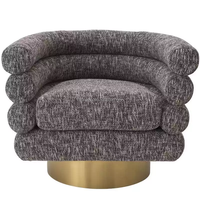 Fauteuil de salon moderne en velours confortable avec structure en acier inoxydable, chaise individuelle mobile pour intérieur, mobilier de loisirs
