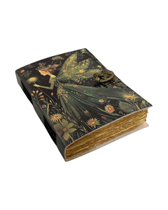 Carnet de notes en cuir fait main, Grimoire de lune féerique avec serrure, style vintage classique, 200 pages, papier à bords festonnés - Product Image 3