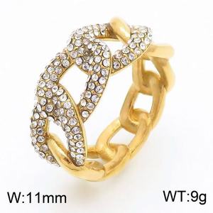 Anello Geometrico Irregolare a Doppia Fila di Diamanti con Larghezza Esagerata, Personalità di Alta Gamma e Montatura in Acciaio al Titanio - Product Image 3