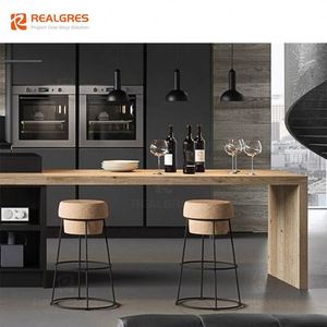 Realgres cao cấp biệt thự sang trọng thiết kế bằng gỗ nội thất nhà Bếp tích hợp Đảo Lưu trữ kết hợp tủ bếp hạt gỗ - Product Image 3