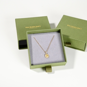 Packsecret คุณภาพสูงกระดาษแข็งสีเขียวแหวนต่างหูสร้อยคอจี้ชุดเครื่องประดับบรรจุภัณฑ์กล่องลิ้นชักที่มีโลโก้ - Product Image 3