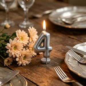 Candela in Paraffina Senza Gocciolamento e Inodore Numero 4 Argento 6cm per Decorazione Torte di Compleanno - Product Image 5