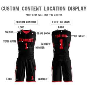 Conjunto Deportivo Personalizado de Baloncesto con Diseño de Doble Cara en Negro y Rojo - Product Image 6