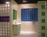 Briques de verre cristal avec creux, taille 190*190*80MM, couleur bleue, blocs de verre 190*190*80MM