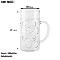 Grande tasse à bière en plastique de 1200 ml avec poignée, logo personnalisé, gobelet à boisson en plastique pour les festivals de la bière, adapté aux fêtes, aux événements et aux bars