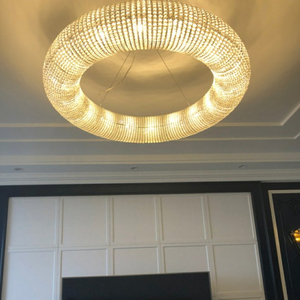 Nouveau <span class=keywords><strong>design</strong></span> Personnalisé maison hôtel chromé goutte pendaison grand anneau cristal <span class=keywords><strong>lustre</strong></span> pendentif lumière - Product Image 4