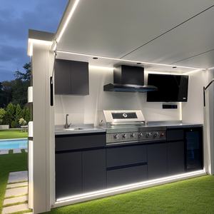 Abri <span class=keywords><strong>de</strong></span> <span class=keywords><strong>cuisine</strong></span> <span class=keywords><strong>de</strong></span> jardin <span class=keywords><strong>de</strong></span> luxe avec armoires modulaires et <span class=keywords><strong>plan</strong></span> <span class=keywords><strong>de</strong></span> <span class=keywords><strong>travail</strong></span> en acier inoxydable et grill - Product Image 1