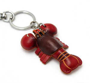 Genuine Leather Eco-Friendly Vegetable-Tanned Lobster Keychain Creative Animal Shape High Quality Customized Key Ring Bag