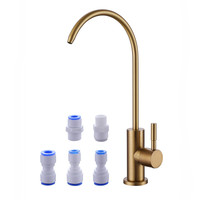 Robinet d'eau RO à poignée unique en acier inoxydable 304 de haute qualité certifié NSF, finition or brossé, pour évier de cuisine, sans plomb, céramique moderne