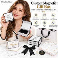 Boîte à bijoux magnétique personnalisée, boîtes cadeaux rigides blanches de luxe, petites boîtes à charnière, vente en gros, logo, collier, bague, boucles d'oreilles, souvenirs