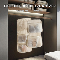 Organisateur suspendu pour soutiens-gorge, chaussettes, sous-vêtements, sac de rangement de voyage en tissu Oxford avec crochet métallique, sac de rangement pour chambre, organisation domestique