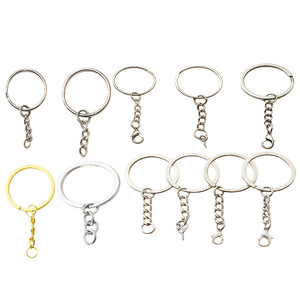 Porte-clés en métal rond de 25 mm, plaqué laiton, accessoires de bijoux DIY, pendentif pour porte-clés - Product Image 1