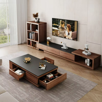 Ensemble Luxe Classique Meuble TV Table Basse Miroir Meubles en Bois pour Maison Salon Chambre Rangement Salle à Manger pour Hôtels