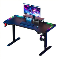Bureau de jeu PC réglable moderne noir debout meubles de bureau d'école à domicile pliable fer avec pied de panneau en acrylique