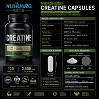 Capsules de créatine monohydrate micronisée Xuhuang, marque privée OEM ODM, complément nutritionnel sportif