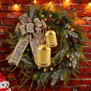Large Retro Metal Cylinder <b>Christmas</b> Bell Antique Brass Pendant <b>Christmas</b> Tree Door Hanging <b>Garland</b> Decoration. - Product Image 4