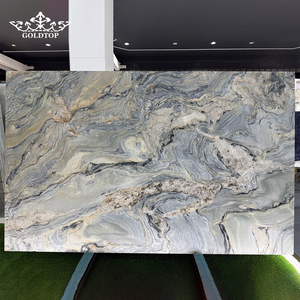 GOLDTOP Modern Polished Natural Stone Slab Aqua Caravaggio Quartzite for <b>Kitchen</b> Countertop Villa Apartment Hotel - Product Image 2