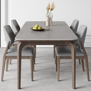 Solid Wood <strong>Dining</strong> Room <strong>Table</strong>, Luxury Modern <strong>Grey</strong> Restaurant Rectangle <strong>Dining</strong> <strong>Table</strong> and Chairs Wooden <strong>Dining</strong> <strong>Tables</strong> <strong>Set</strong> - Product Image 2