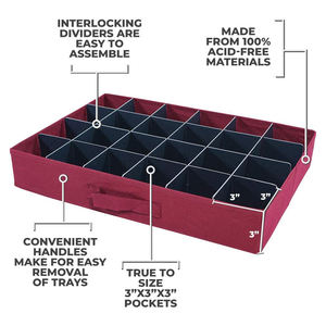 Holds 72-3 Inch Ornaments Christmas Ornament <b>Storage</b> <b>Box</b> with 3 Slide Out Trays Adjustable Acid-Free Dividers - Product Image 6