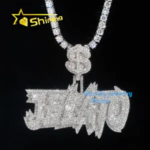 2.5'' Custom Letter Pendant Silver 925 Vvs Moissanite Diamond Jewelry Iced Out Hip Hop Pendants