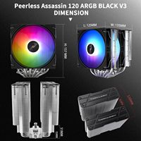 Thermalright Asesino sin igual 120 ARGB Negro V3 Procesador de juegos Enfriador de aire Ventiladores duales PWM Disipador