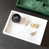 Plateau de vanité en marbre naturel, style rétro, grain de bois ancien, organiseur de bijoux, plateau de rangement pour maquillage, parfum et cosmétiques