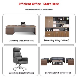 Capo ufficio tavolo e sedia combinazione moderno presidente Manager scrivania con pannello in legno Top nuovo - Product Image 5